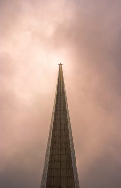 low angle photography of gray tower