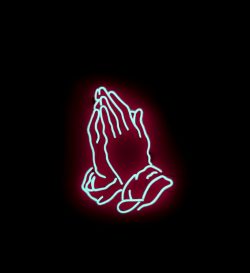 praying hand neon signage